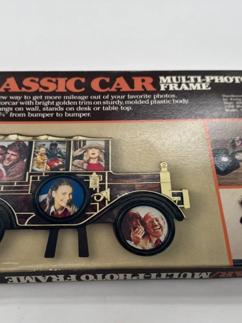 Vintage 70s Classic Car Multi Photo Frame Decor Retro Molded Plastic Stand NEW